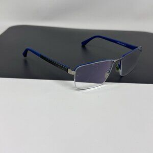 Police Eyeglasses, Frames Only, VPLF50K 08M3, 57-17-145, Metal/Plastic,Gray/Blue